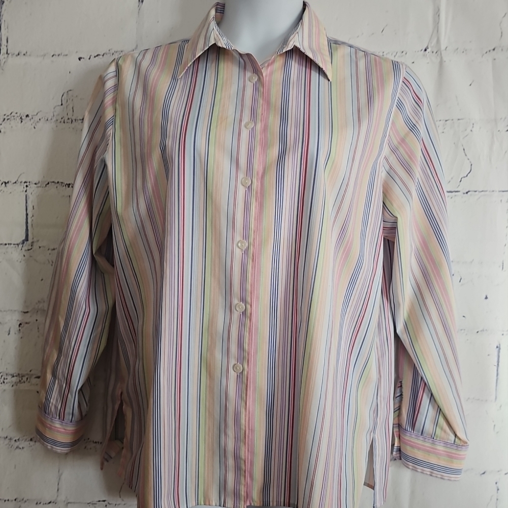 Foxcroft Wrinkle Resistant Button Front Multicolo… - image 1